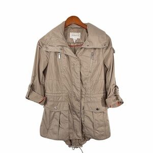 BCBGeneration Utility Jacket XS Taupe Lightweight Hooded Coat